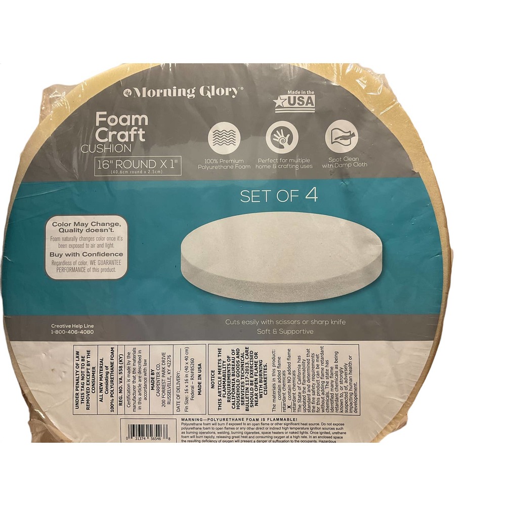Morning Glory Foam Craft Cushion 4/Pk 16" Round x 1" NEW